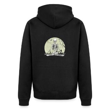 Méditer Squelette Lotus Yoga Moon Balance Joke - Veste à capuche bio Premium Unisexe - noir - Dos - Nico (187cm)