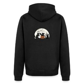 Pumpkin Mummy Zombie Monster Black Cats - Unisex Premium Organic Zip Hoodie - black - Back - Nico (187cm)