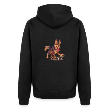 German Shepherd Skateboard Dogs Dog Dog Owner - Unisex Premium Organic Zip Hoodie - black - Back - Nico (187cm)