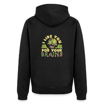 Je t’aime pour ton cerveau drôle Halloween - Veste à capuche bio Premium Unisexe - noir - Dos - Nico (187cm)