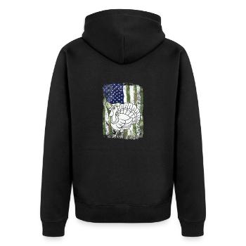 Camo US Amerika Flagge Truthahn Tag Jagd Thanks - Unisex Premium Bio Zip Hoodie - Schwarz - Hinten - Nico (187cm)