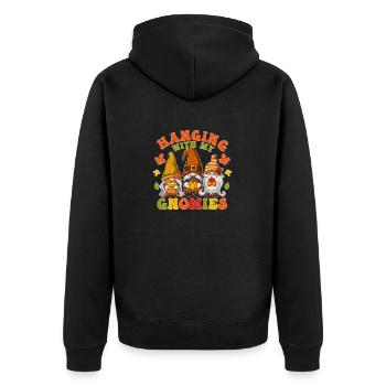 Hanging With My Gnomies Thanksgiving Day Herbst - Unisex Premium Bio Zip Hoodie - Schwarz - Hinten - Nico (187cm)