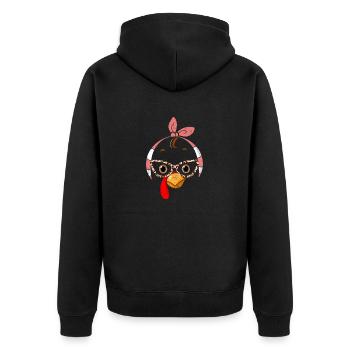 Turkey Face Leopard Print Glasses Thanksgiving - Unisex Premium Organic Zip Hoodie - black - Back - Nico (187cm)