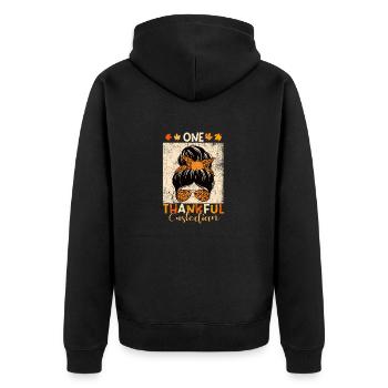 A Grateful Caretaker Funny Thanksgiving - Unisex Premium Organic Zip Hoodie - black - Back - Nico (187cm)