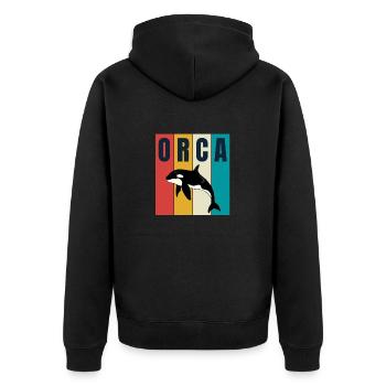 Orca Retro Style Hommes Femmes Nouveauté Vintage Drôle - Veste à capuche bio Premium Unisexe - noir - Dos - Nico (187cm)