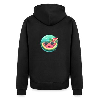 Pastèque d’été avec lunettes de soleil dans la mer - Veste à capuche bio Premium Unisexe - noir - Dos - Nico (187cm)
