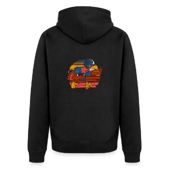 Thanksgiving Truthahn Football Spieler Trainer Fan - Unisex Premium Bio Zip Hoodie - Schwarz - Hinten - Nico (187cm)