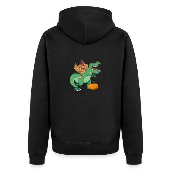 Thanksgiving Day T Rex Dabbing Türkei lustig Dinos - Unisex Premium Bio Zip Hoodie - Schwarz - Hinten - Nico (187cm)