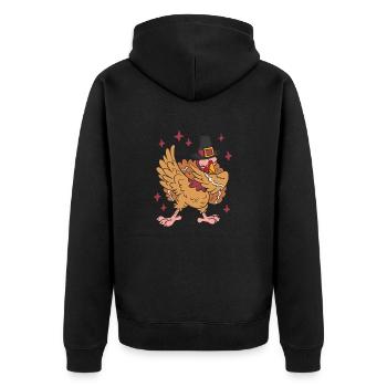 Thanksgiving Day Abendessen Dabbing Türkei Pilger - Unisex Premium Bio Zip Hoodie - Schwarz - Hinten - Nico (187cm)