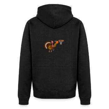 Thanksgiving Day Turkey Basketball Player Coach - Unisex Premium Organic Zip Hoodie - black - Back - Nico (187cm)