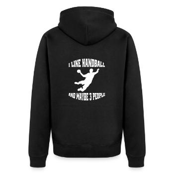 Handball Handballspieler Handballfan Handballteam - Unisex Premium Bio Zip Hoodie - Schwarz - Hinten - Nico (187cm)