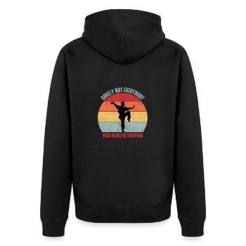 Sicherlich hat nicht jeder Kung Fu gekämpft - Unisex Premium Bio Zip Hoodie - Schwarz - Hinten - Nico (187cm)