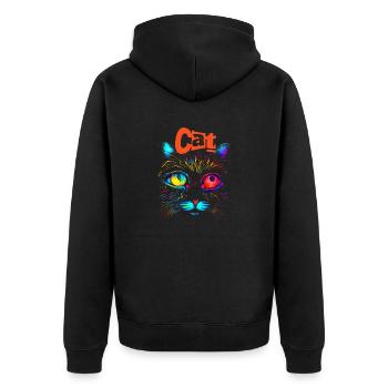 Cat designs - Unisex Premium Organic Zip Hoodie - black - Back - Nico (187cm)