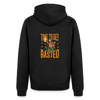Zeit, sich zu besaufen Lustige biertrinkende Thank - Unisex Premium Bio Zip Hoodie - Schwarz - Hinten - Nico (187cm)