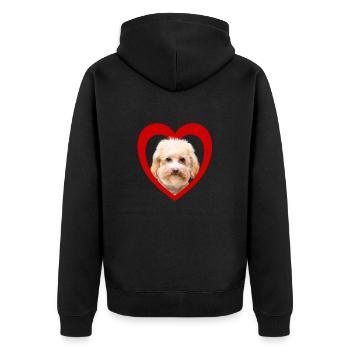 Hundeliebhaber - Hunde Herz - Zwergpudel - Unisex Premium Bio Zip Hoodie - Schwarz - Hinten - Nico (187cm)