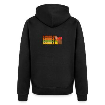 Gobble Gobble Funny Thanksgiving Türkei Tag - Unisex Premium Bio Zip Hoodie - Schwarz - Hinten - Nico (187cm)