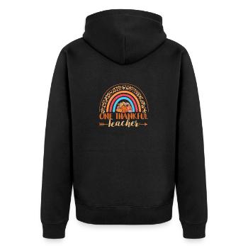 A Grateful Teacher Rainbow Leopard Teacher - Unisex Premium Organic Zip Hoodie - black - Back - Nico (187cm)