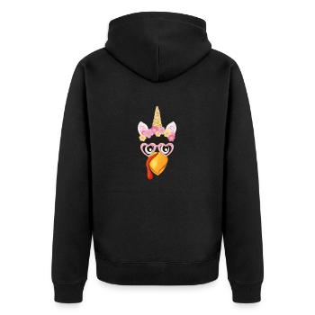Cute Turkey Unicorn Face Funny Thanks - Unisex Premium Organic Zip Hoodie - black - Back - Nico (187cm)