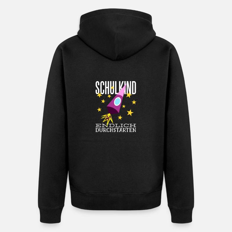Schulkind Endlich Durchstarten - Unisex Premium Bio Zip Hoodie - Schwarz