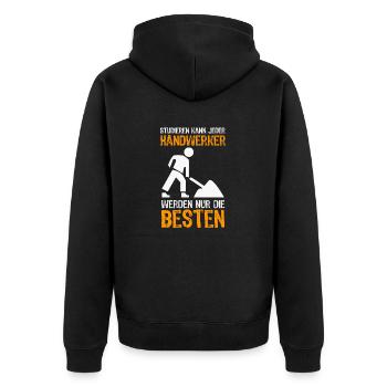 Handwerker - Unisex Premium Bio Zip Hoodie - Schwarz - Hinten - Nico (187cm)