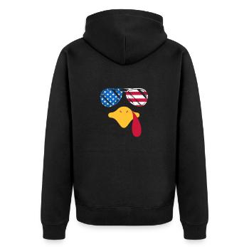 Cool Turkey Face Sunglasses American - Unisex Premium Organic Zip Hoodie - black - Back - Nico (187cm)