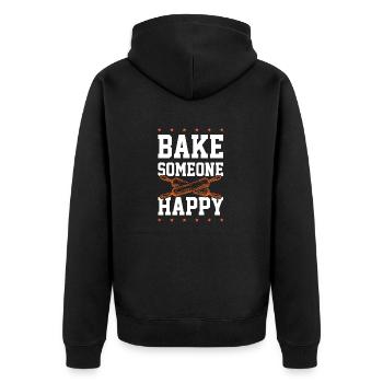 Bake someone Happy - Unisex Premium Bio Zip Hoodie - Schwarz - Hinten - Nico (187cm)