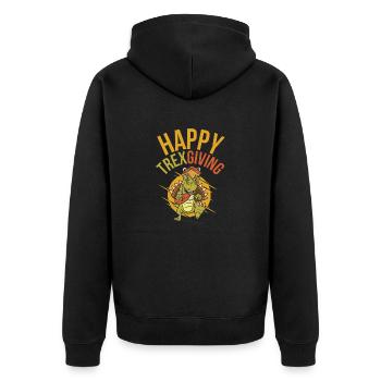 Happy Trexgiving Thanksgiving T Rex Dinosaur - Unisex Premium Organic Zip Hoodie - black - Back - Nico (187cm)