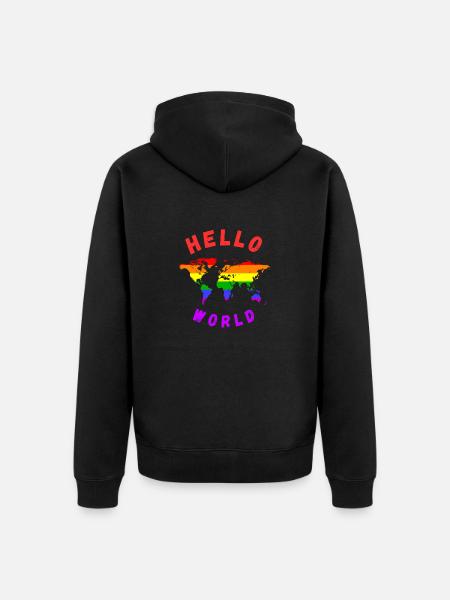 Human Rights Hello World Gifts for LGBT - Unisex Premium Organic Zip Hoodie - black