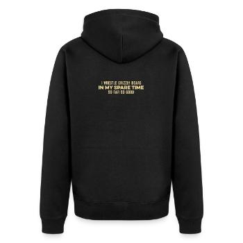 Ich Ringe Grizzlybären In Meiner Freizeit Relax Wortspiel - Unisex Premium Bio Zip Hoodie - Schwarz - Hinten - Nico (187cm)