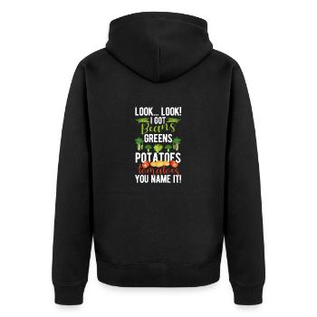 Look, I've got beans, greens, potatoes - Unisex Premium Organic Zip Hoodie - black - Back - Nico (187cm)
