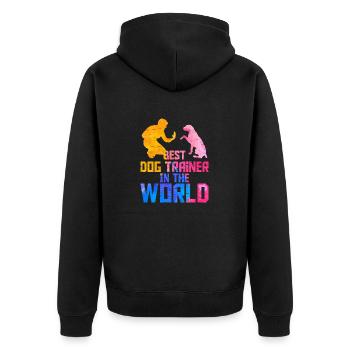 Best Dog Trainer In The World Training Job Saying - Unisex Premium Organic Zip Hoodie - black - Back - Nico (187cm)