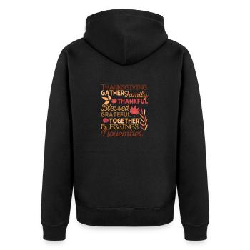 Bénédiction reconnaissante Thanksgiving Famille Funny Holiday - Veste à capuche bio Premium Unisexe - noir - Dos - Nico (187cm)