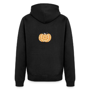Pumpkin Lace Halloween Thanksgiving Autumn Autumn - Unisex Premium Organic Zip Hoodie - black - Back - Nico (187cm)