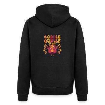 Gobble Gobble Y'all Happy Turkey Day Funny Thanks - Unisex Premium Organic Zip Hoodie - black - Back - Nico (187cm)