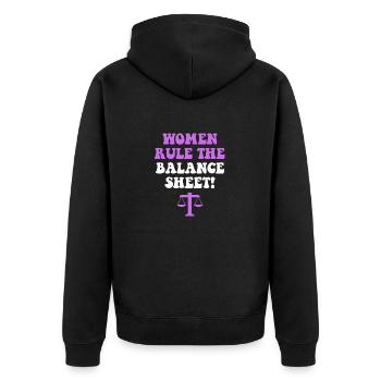Frauen beherrschen die Bilanz - Unisex Premium Bio Zip Hoodie - Schwarz - Hinten - Nico (187cm)