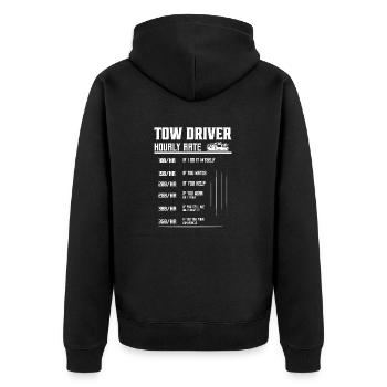 Tow Driver Hourly Rate Tow Truck Driver Trucking - Unisex Premium Bio Zip Hoodie - Schwarz - Hinten - Nico (187cm)
