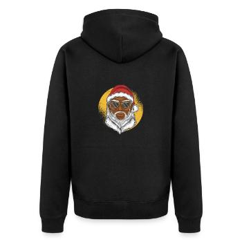 Schwarzer Weihnachtsmann Afroamerikanisch - Unisex Premium Bio Zip Hoodie - Schwarz - Hinten - Nico (187cm)