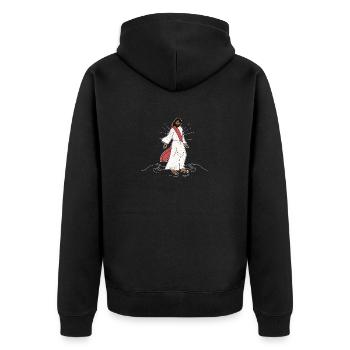 Noir Jésus Christ Père Noël Chrétien - Veste à capuche bio Premium Unisexe - noir - Dos - Nico (187cm)