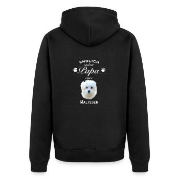 Endlich stolzer Papa - Malteser - Unisex Premium Bio Zip Hoodie - Schwarz - Hinten - Nico (187cm)