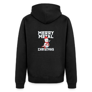 Frohe Heavy Metal Fan Weihnachten Lustiger Schnee - Unisex Premium Bio Zip Hoodie - Schwarz - Hinten - Nico (187cm)