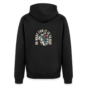 Oh, was für ein Spaß ist es, lustige Santa Claus - Unisex Premium Bio Zip Hoodie - Schwarz - Hinten - Nico (187cm)