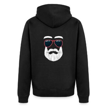 Hipster Santa Claus Beard Funny Cool Suns - Unisex Premium Organic Zip Hoodie - black - Back - Nico (187cm)
