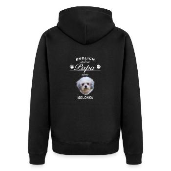 Endlich stolzer Papa - Bolonka - Unisex Premium Bio Zip Hoodie - Schwarz - Hinten - Nico (187cm)