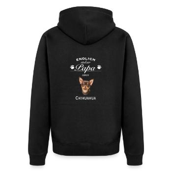 Endlich stolzer Papa - Chihuahua - Unisex Premium Bio Zip Hoodie - Schwarz - Hinten - Nico (187cm)
