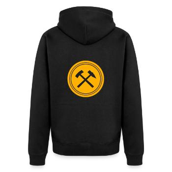 Erzgebirge Bergbau - Unisex Premium Bio Zip Hoodie - Schwarz - Hinten - Nico (187cm)