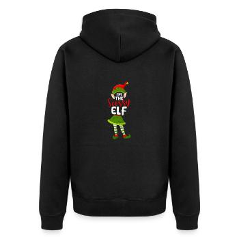 I'm the Naughty Elf Funny Family Fitting - Unisex Premium Organic Zip Hoodie - black - Back - Nico (187cm)