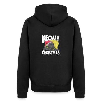 Meowy Weihnachten Catmas Katze niedlich Kätzchen - Unisex Premium Bio Zip Hoodie - Schwarz - Hinten - Nico (187cm)