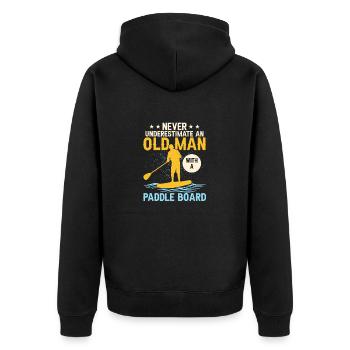 Never Underestimate An Old Man With A Paddle Board - Unisex Premium Organic Zip Hoodie - black - Back - Nico (187cm)