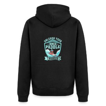 Unleash Your Inner Paddle Warrior Stand Up Paddle - Unisex Premium Bio Zip Hoodie - Schwarz - Hinten - Nico (187cm)