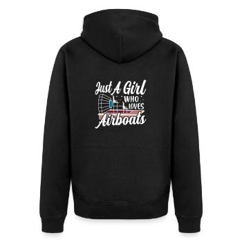 Just A Girl Who Loves Airboats Propeller Swamp Hyd - Unisex Premium Bio Zip Hoodie - Schwarz - Hinten - Nico (187cm)